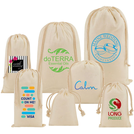 Cotton Muslin Bags with Drawstring Closure