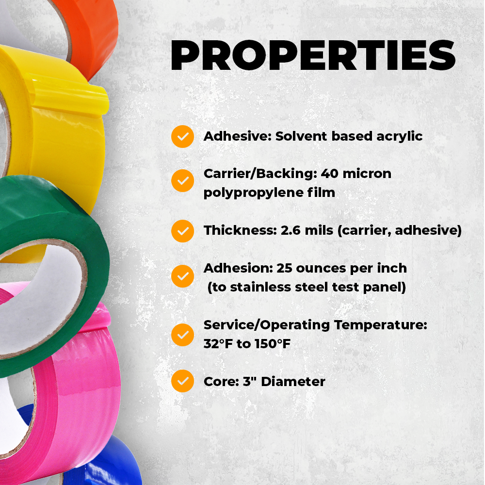 Colored Packing Tape, Water-Based Adhesive | CSTC20WBA (110 yd, 2 Mil)