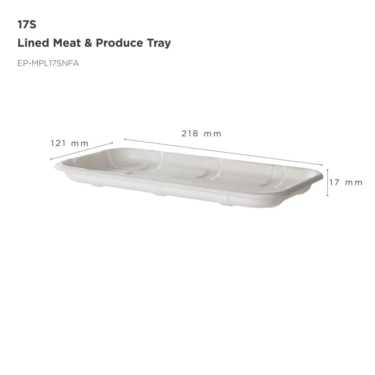 Eco-Products GreenStripe Vanguard 17S Lined Molded Fiber Meat and Produce Tray 8.57 x 4.77in Compostable (QTY 600), SKU EP-MPL17SNFA