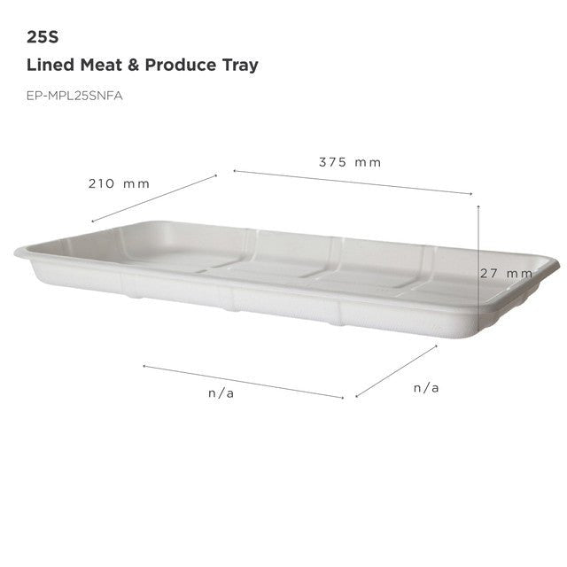 [OOS Until August 2026] GreenStripe Vanguard Renewable & Compostable Lined Molded Fiber Meat & Produce Trays, 14.75 x 8.25 x 1.06in, 25S (QTY:200)