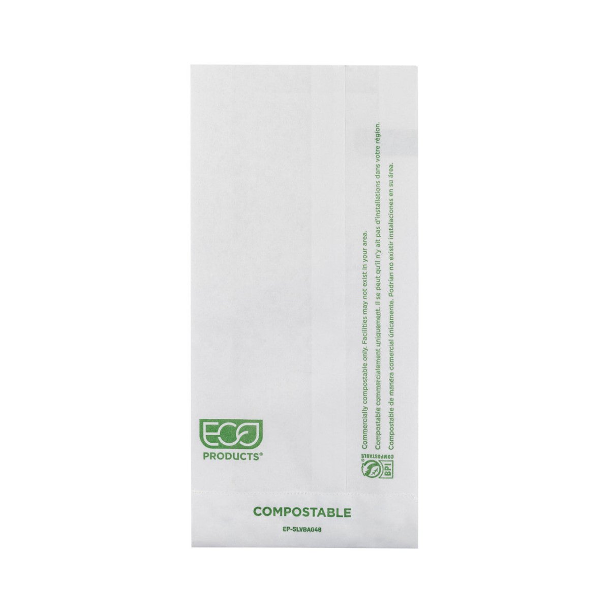 Eco-Products GreenStripe 1# Pinch Bottom Bakery Bag 4 x 8 in White Compostable Food Bag (QTY 1000), SKU EP-SLVBAG48