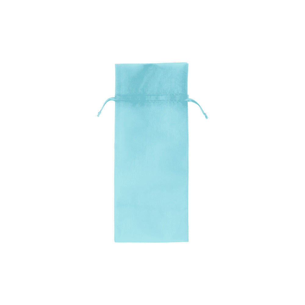 Turquoise - Flat Organza Wine Bag -  6-1/2 x 15"