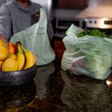 EcoSafe Zero Waste Compostable Shopping Bag with Handles, 12 × 7 × 20 in, 0.85 mil, 15 lb Capacity (QTY 500), SKU TB1920-85