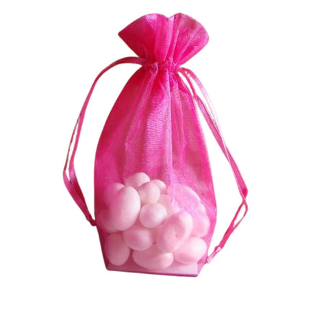 Hot Pink - Cardboard Bottom Organza Bag - 4 x 2 x 6"