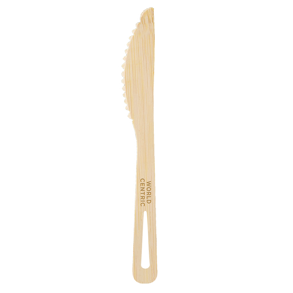 World Centric 6.7in Bamboo Knife FSC Certified Compostable Cutlery (QTY 2000), SKU KN-BB-67