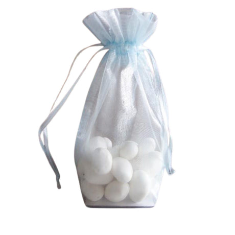 Light Blue - Cardboard Bottom Organza Bag - 4 x 2 x 6"