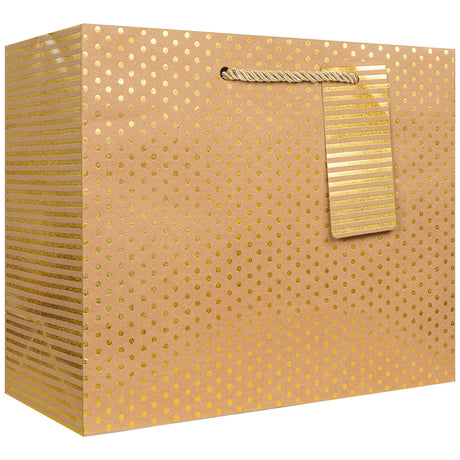 Gold Dot Stripe On Kraft Gift Bags — primary image