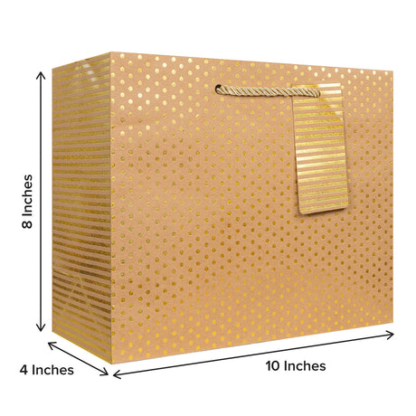 Gold Dot Stripe On Kraft Gift Bags — additional view b