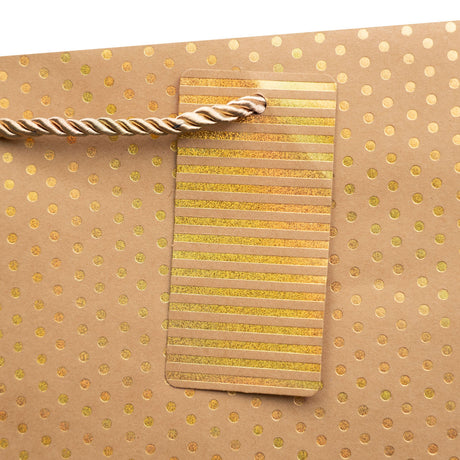 Gold Dot Stripe On Kraft Gift Bags — additional view c