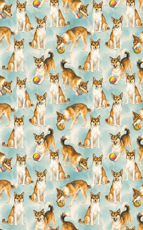 Colorful Chase - Norwegian Lundehund Wrapping Paper