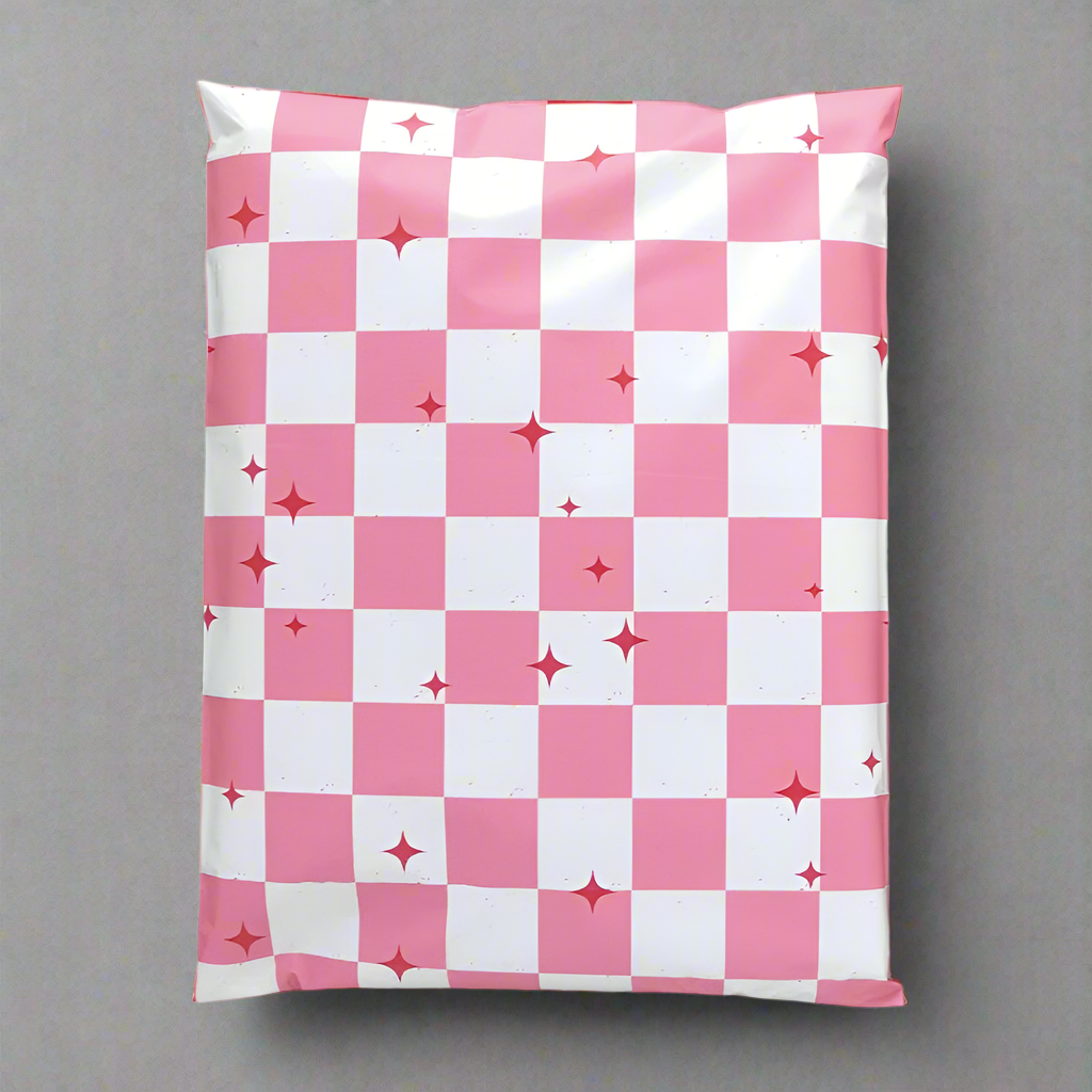 Pink Plaid Poly Mailers Size 10x13 Colorful Shipping Bags