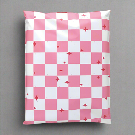 Pink Plaid Poly Mailers Size 10x13 Colorful Shipping Bags