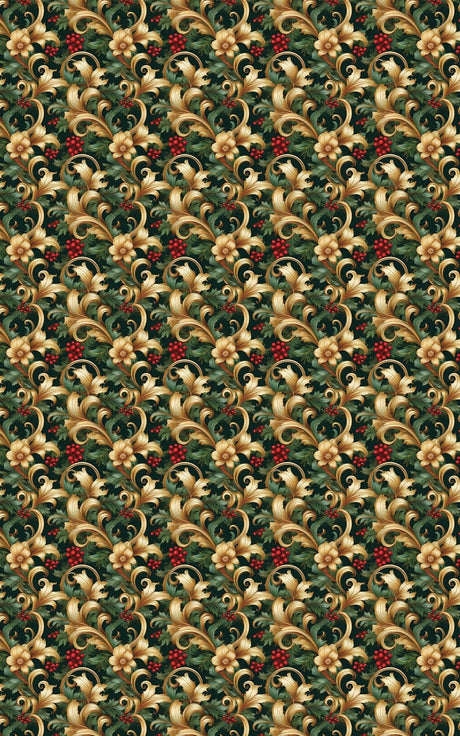 Baroque Evergreen - Baroque Filigree Wrapping Paper