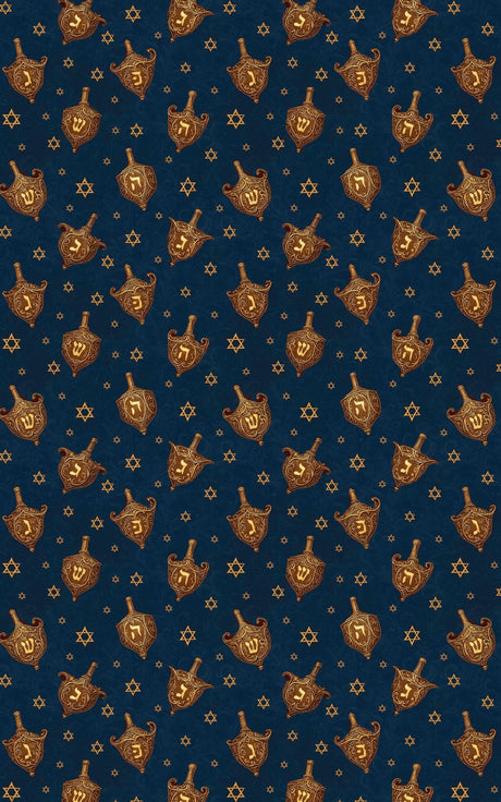 Gilded Dreidels - Dreidels & Stars of David Wrapping Paper