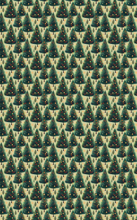 Layered Pines of Joy - Christmas Ornaments Wrapping Paper