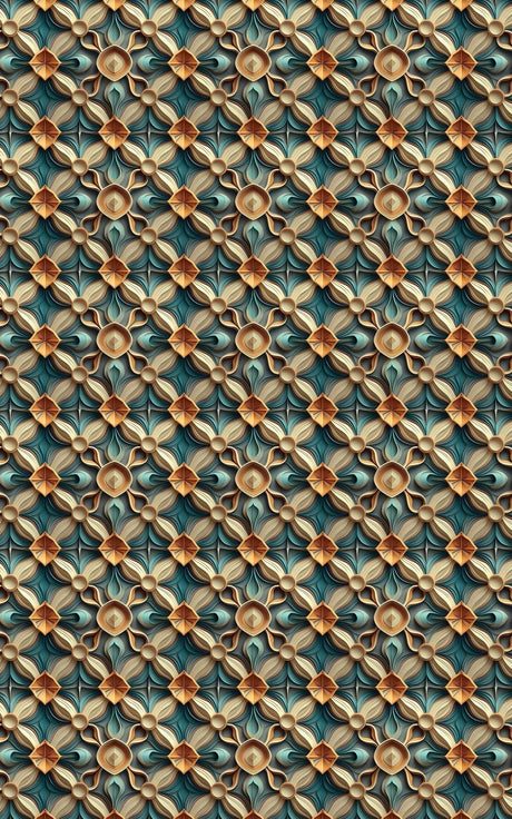 Emerald Symmetry - Geometric Pattern Wrapping Paper