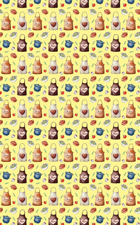 Mom's Apron - Yellow - Mother's Day Design Wrapping Paper