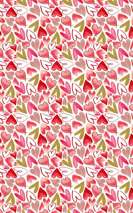 Mixed Hearts - Watercolor Hearts Wrapping Paper