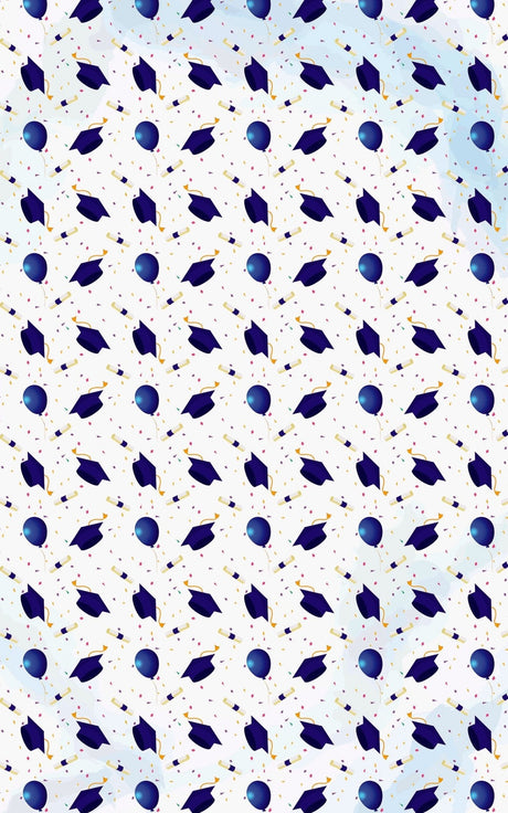 Graduation in Blue - Graduation Caps & Diplomas Wrapping Paper