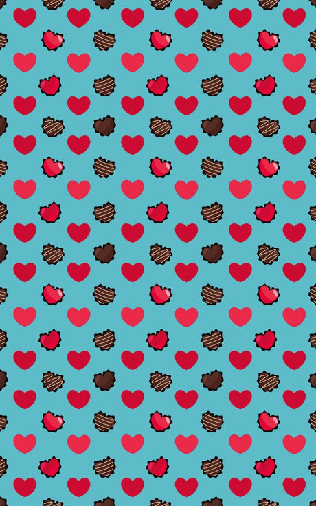 Hearts Choco Blue Wrapping Paper