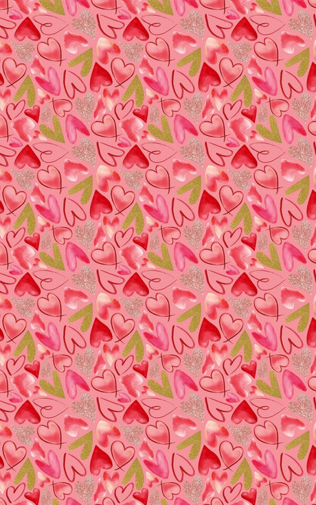 Mixed Hearts Pink Wrapping Paper