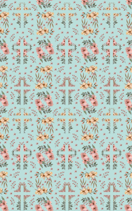 Easter Floral Cross - Floral Crosses Wrapping Paper