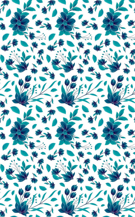 Floral Blue Pop - Floral Pattern Wrapping Paper