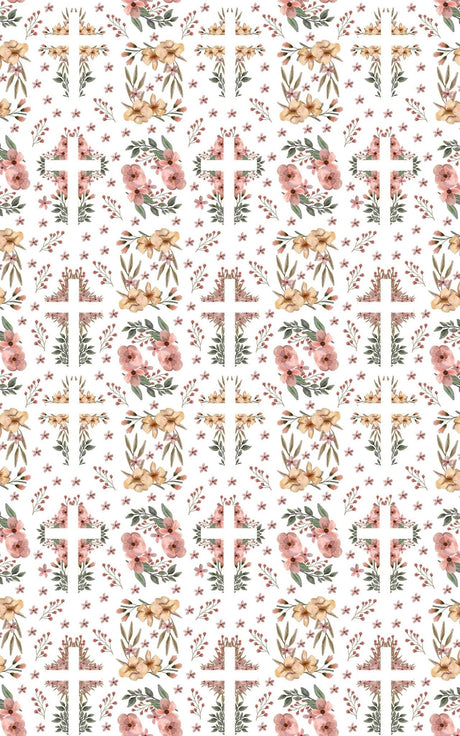 Easter Floral Cross - Earth Tone Wrapping Paper