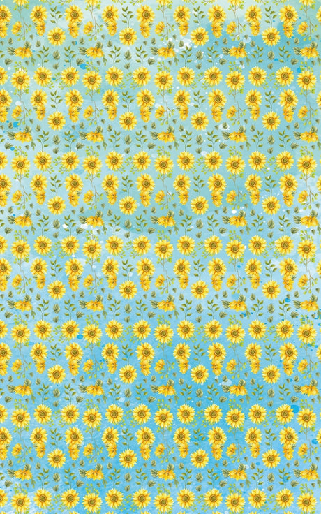 Sunflower Blue - Watercolor Sunflowers Wrapping Paper