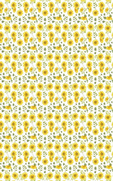 Sunflower White - Watercolor Sunflowers Wrapping Paper