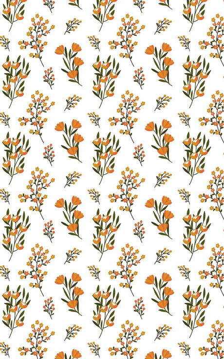 Orange Wild Flowers - Wildflowers Wrapping Paper
