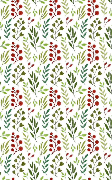 Red Bulbs and Greens - Mediterranean Tiles Wrapping Paper