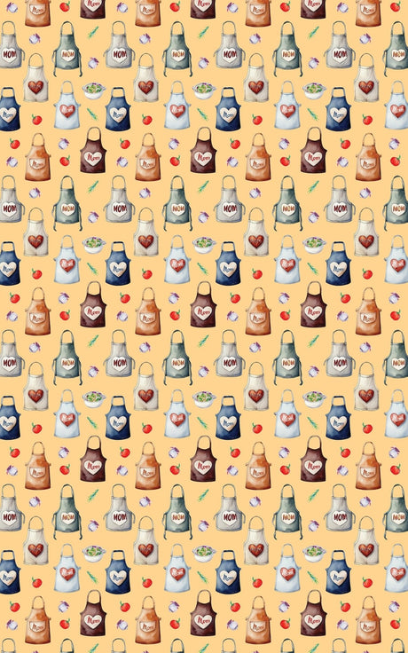 Mom's Apron - Peach - Mother's Day Design Wrapping Paper
