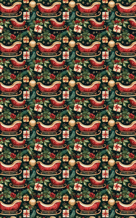 Gilded Sleigh - Christmas Ornaments Wrapping Paper