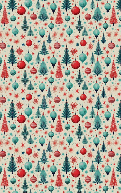 Midmod Merriment - Christmas Ornaments Wrapping Paper