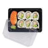 Black Sushi Box w/ PLA Clear Lid | World Centric 7x5x2" (QTY:300)