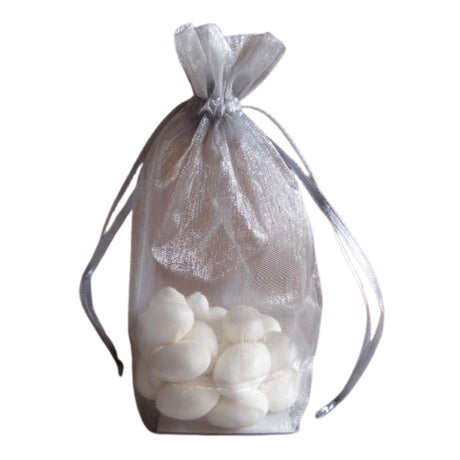 Silver - Cardboard Bottom Organza Bag - 4-1/2 x 6"