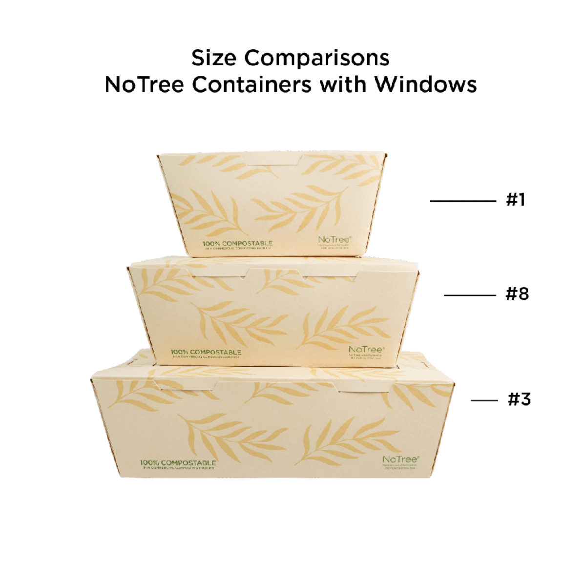 World Centric NoTree Paper #3 Take-Out Container with PLA Window - 65oz (QTY:200)