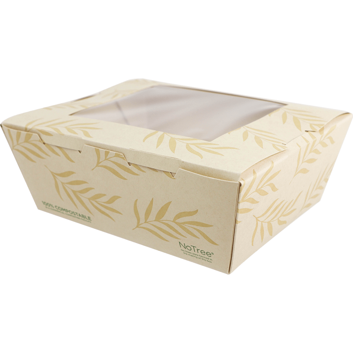 World Centric NoTree 46 oz Take Out Container with PLA Window Compostable Paper Box #8 (QTY 200), SKU TO-NT-8W
