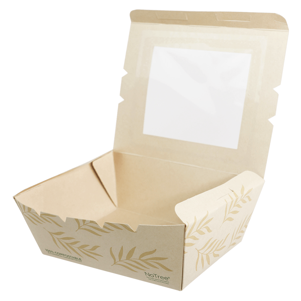 World Centric NoTree 46 oz Take Out Container with PLA Window Compostable Paper Box #8 (QTY 200), SKU TO-NT-8W