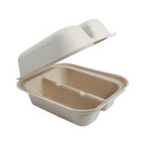 World Centric 8 x 5 x 3 in Fiber Taco Box 2-Compartment Compostable Takeout Container (QTY 300), SKU TO-SC-T2-LFS
