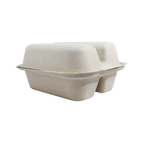 World Centric 8 x 5 x 3 in Fiber Taco Box 2-Compartment Compostable Takeout Container (QTY 300), SKU TO-SC-T2-LFS