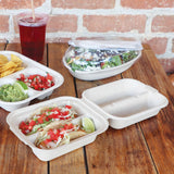 World Centric 8 x 5 x 3 in Fiber Taco Box 2-Compartment Compostable Takeout Container (QTY 300), SKU TO-SC-T2-LFS
