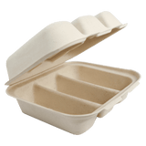 World Centric Fiber Taco Box 3-Compartment 8x7x3in Compostable (QTY 300), SKU TO-SC-T3-LFS