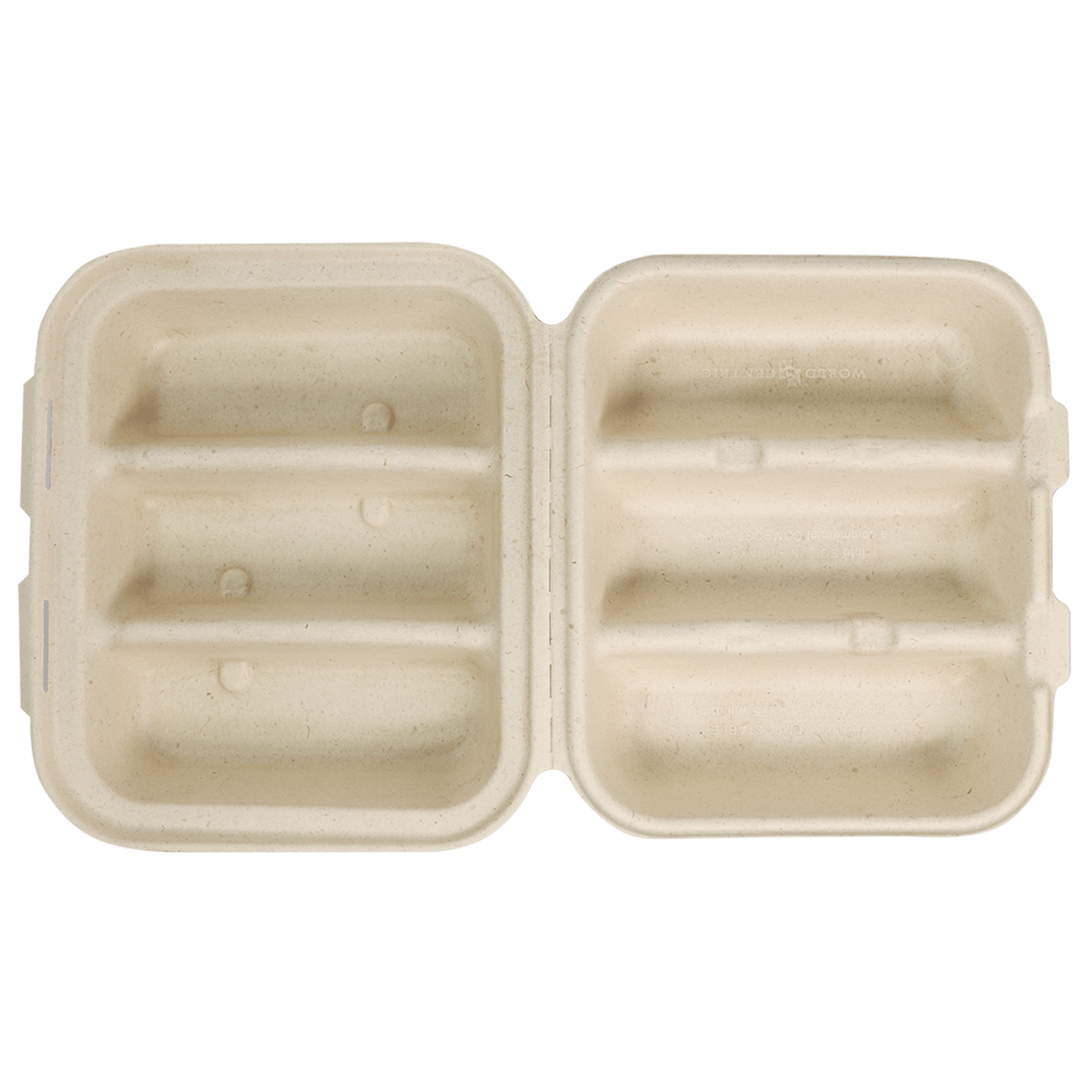 World Centric Fiber Taco Box 3-Compartment 8x7x3in Compostable (QTY 300), SKU TO-SC-T3-LFS