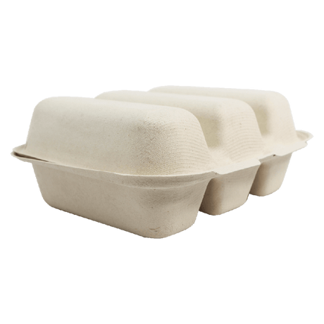 World Centric Fiber Taco Box 3-Compartment 8x7x3in Compostable (QTY 300), SKU TO-SC-T3-LFS