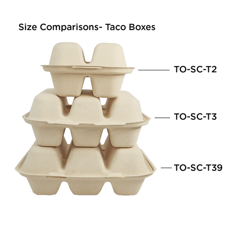 World Centric Fiber Taco Box 3-Compartment 8x7x3in Compostable (QTY 300), SKU TO-SC-T3-LFS
