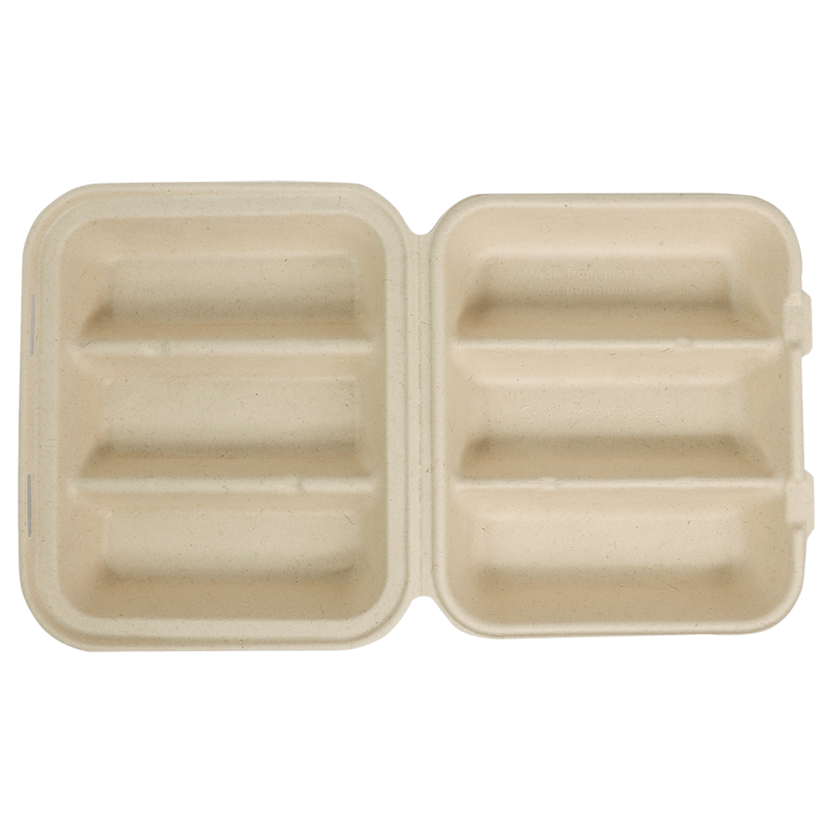 World Centric 3-Compartment Fiber Taco Box, 9 x 8 x 3 in (QTY 300), SKU TO-SC-T39-LFS