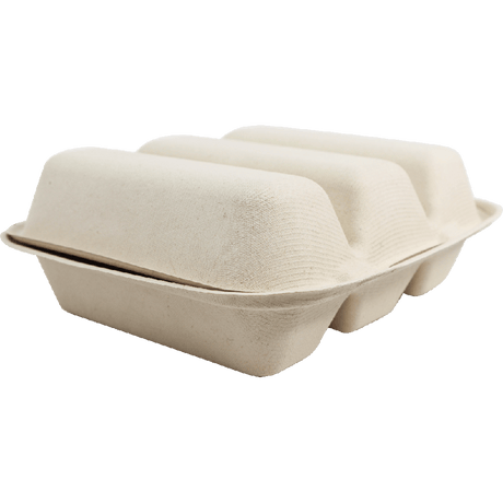 World Centric 3-Compartment Fiber Taco Box, 9 x 8 x 3 in (QTY 300), SKU TO-SC-T39-LFS