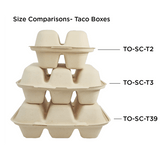 World Centric 3-Compartment Fiber Taco Box, 9 x 8 x 3 in (QTY 300), SKU TO-SC-T39-LFS
